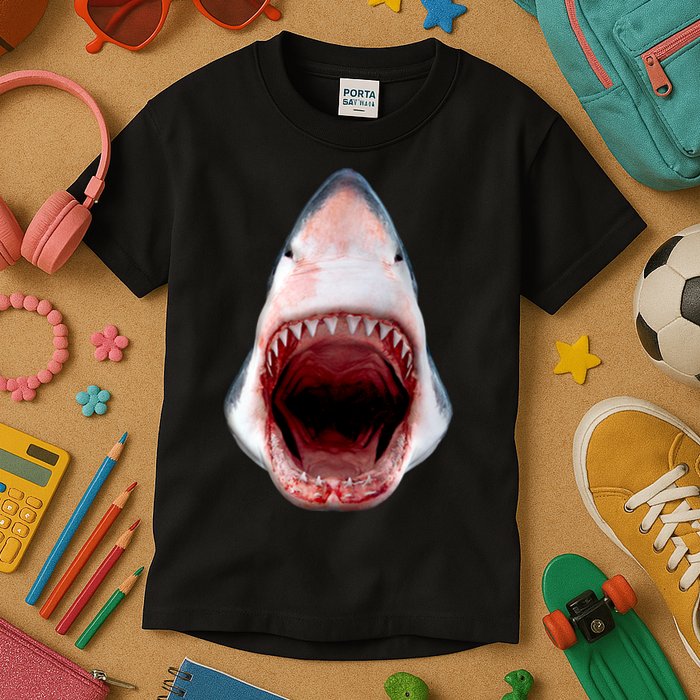 Shark Bite Close Up 3D Kids T-Shirt