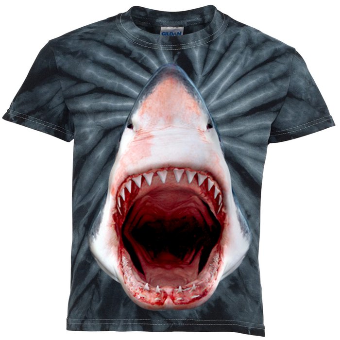 Shark Bite Close Up 3D Kids Tie-Dye T-Shirt