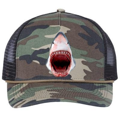 Shark Bite Close Up 3D Retro Rope Trucker Hat Cap