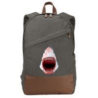 Shark Bite Close Up 3D Cotton Canvas Backpack