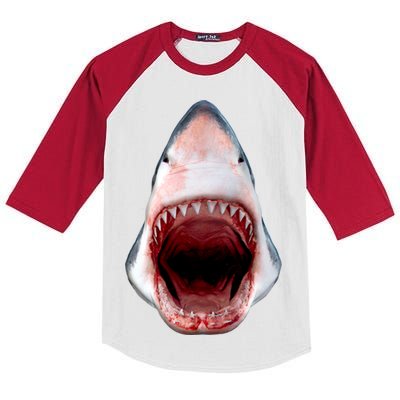 Shark Bite Close Up 3D Kids Colorblock Raglan Jersey