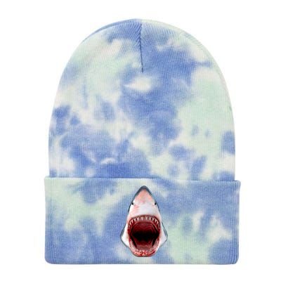 Shark Bite Close Up 3D Tie Dye 12in Knit Beanie