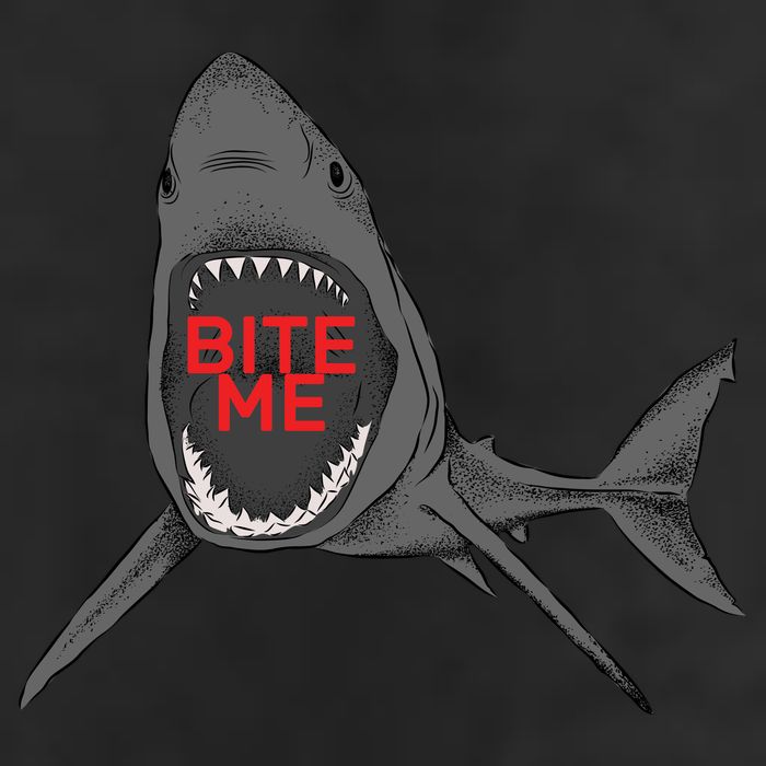 Shark Bite Me 7 Panel Mesh Trucker Snapback Hat