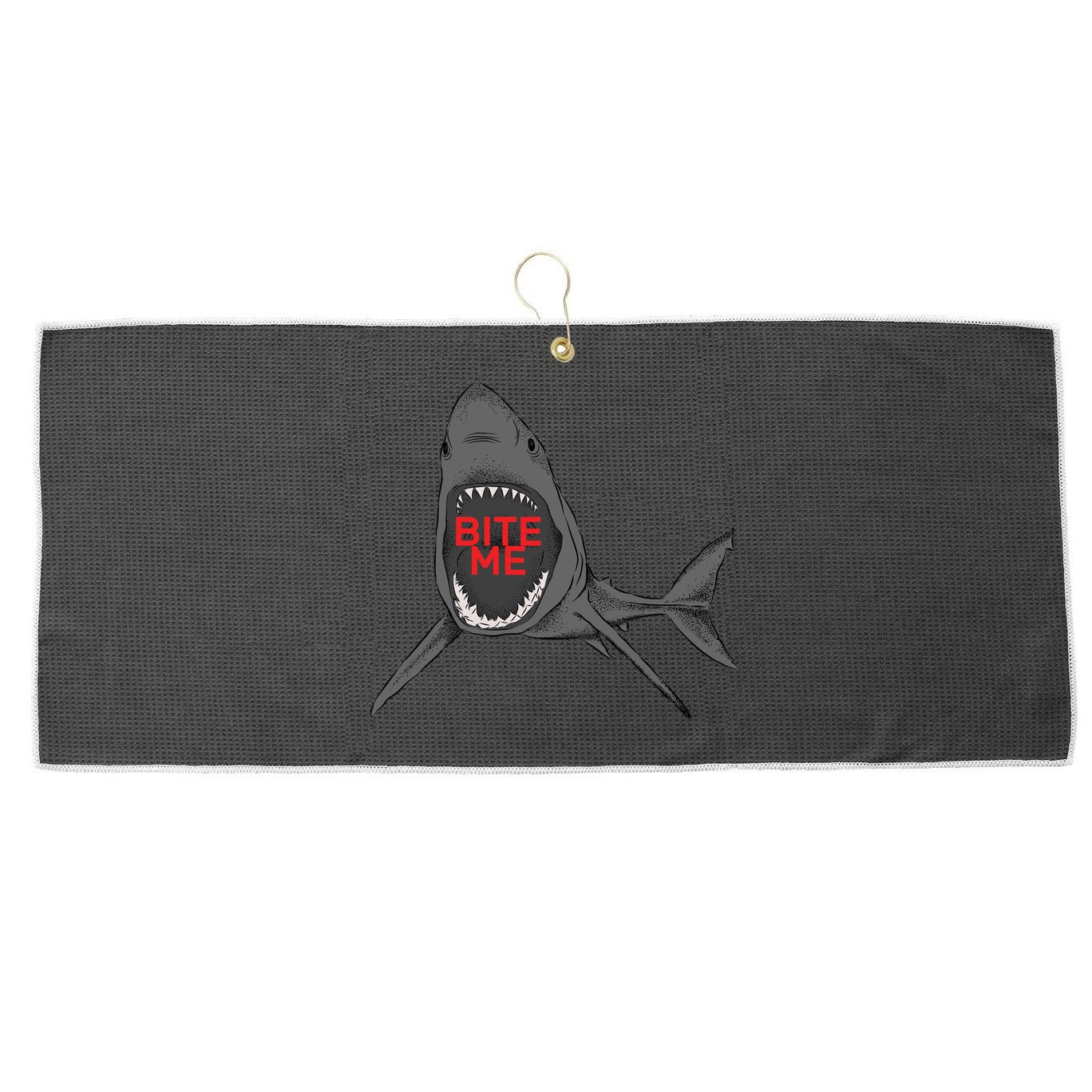 Shark Bite Me Large Microfiber Waffle Golf Towel