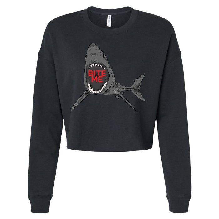 Shark Bite Me Cropped Pullover Crew