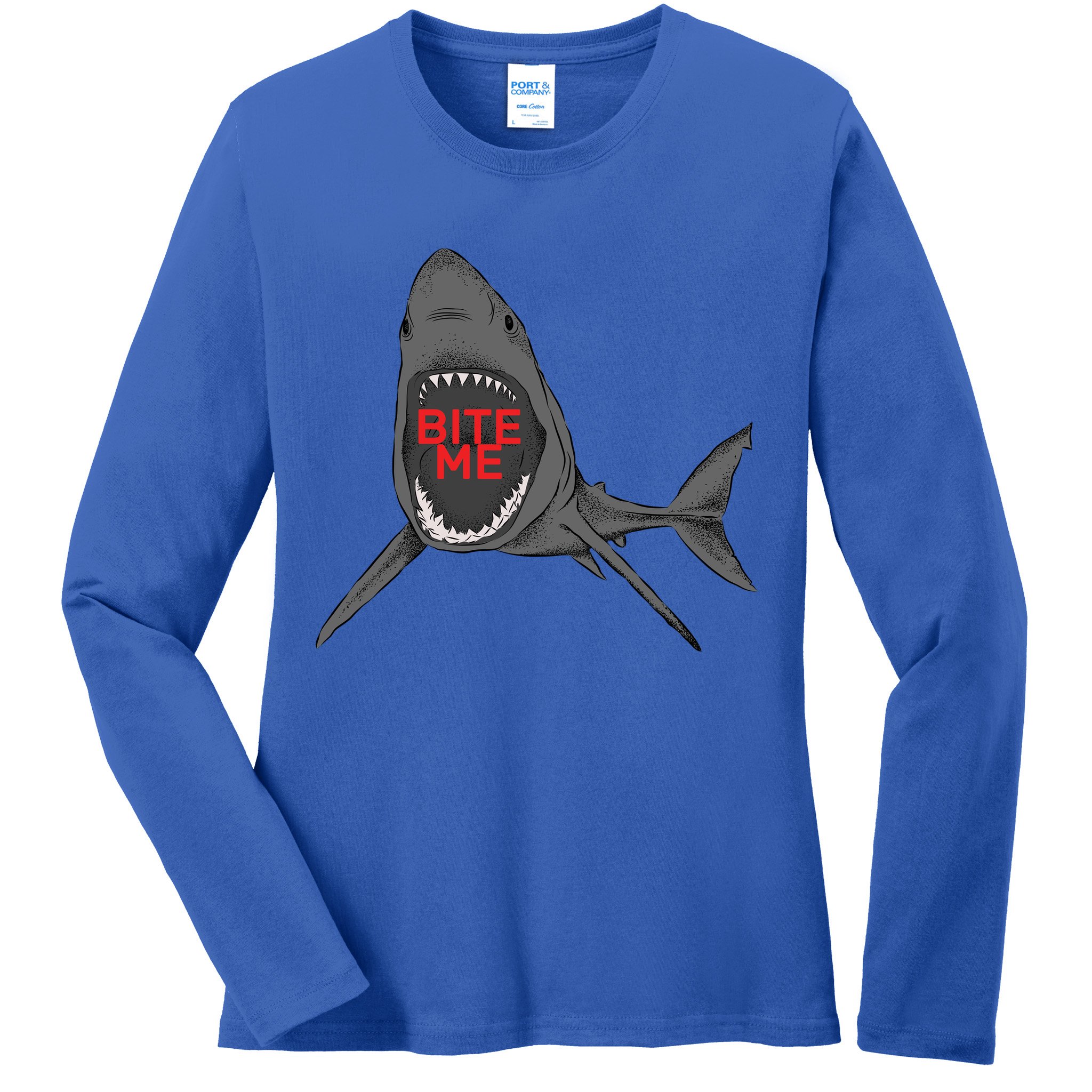 Shark Bite Me Ladies Long Sleeve Shirt