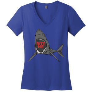 Shark Bite Me Women's V-Neck T-Shirt