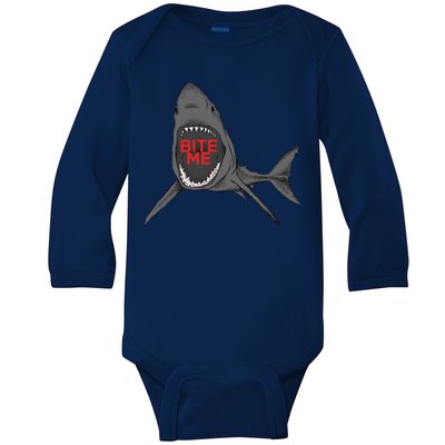 Shark Bite Me Baby Long Sleeve Bodysuit