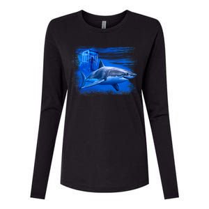 Shark Cage Womens Cotton Relaxed Long Sleeve T-Shirt