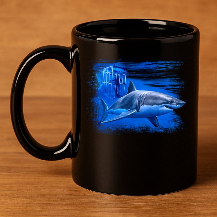 Shark Cage 11oz C Handle Ceramic Mug