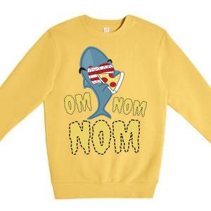 Shark Eating Pizza Om Nom Nom Premium Crewneck Sweatshirt