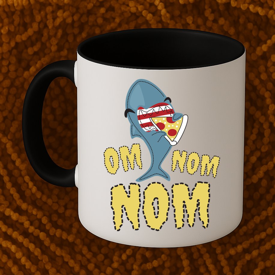 Shark Eating Pizza Om Nom Nom Mug