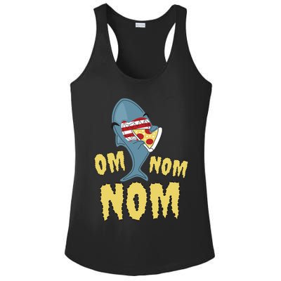 Shark Eating Pizza Om Nom Nom Ladies PosiCharge Competitor Racerback Tank