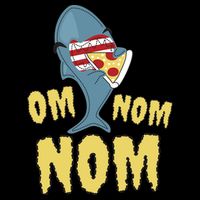 Shark Eating Pizza Om Nom Nom Cropped Pullover Crew
