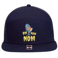 Shark Eating Pizza Om Nom Nom 7 Panel Mesh Trucker Snapback Hat