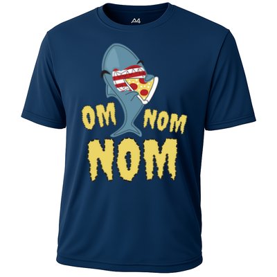 Shark Eating Pizza Om Nom Nom Performance Shirt