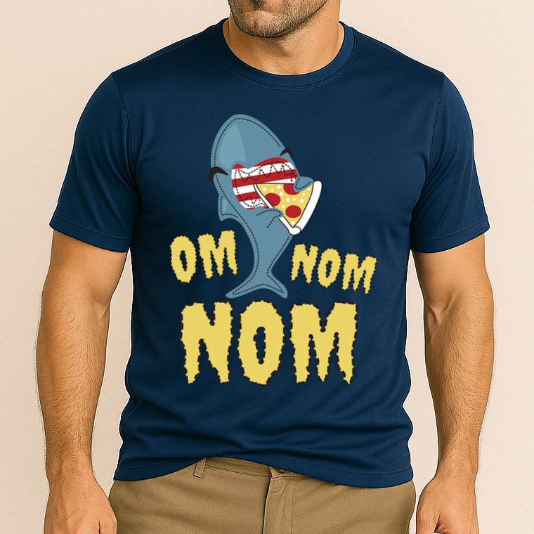 Shark Eating Pizza Om Nom Nom Performance Shirt