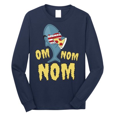 Shark Eating Pizza Om Nom Nom Long Sleeve Shirt