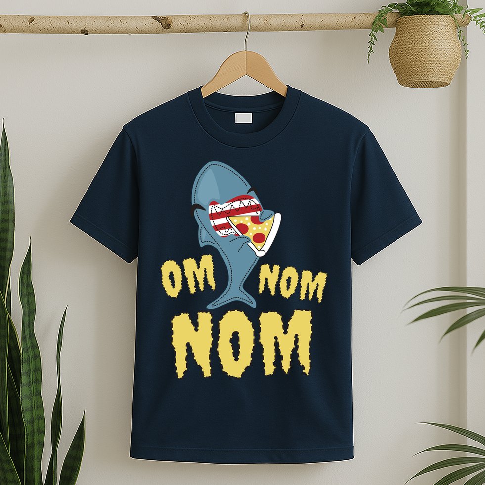 Shark Eating Pizza Om Nom Nom T-Shirt