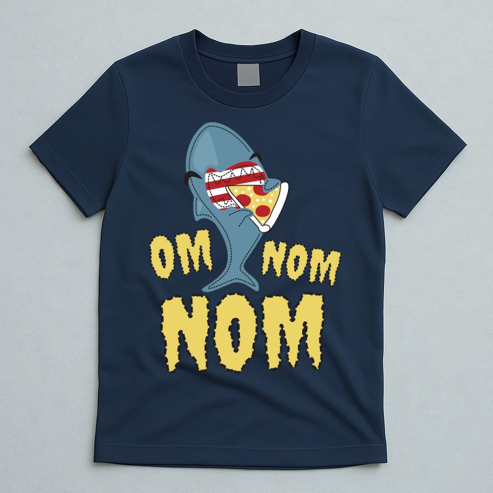 Shark Eating Pizza Om Nom Nom T-Shirt