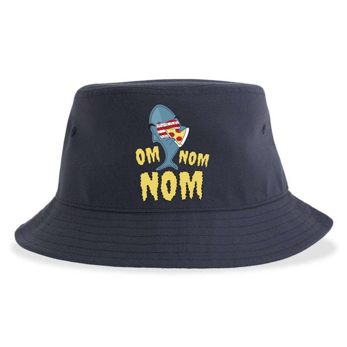 Shark Eating Pizza Om Nom Nom Sustainable Bucket Hat