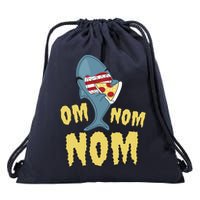 Shark Eating Pizza Om Nom Nom Drawstring Bag
