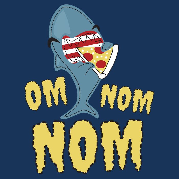 Shark Eating Pizza Om Nom Nom Drawstring Bag