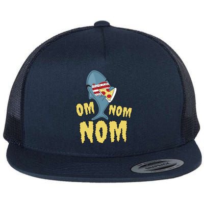 Shark Eating Pizza Om Nom Nom Flatbill Hat