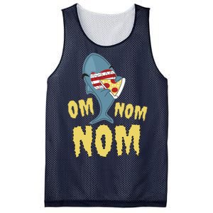 Shark Eating Pizza Om Nom Nom Mesh Reversible Basketball Jersey Tank