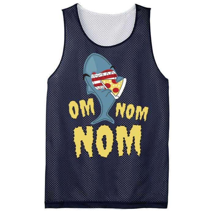 Shark Eating Pizza Om Nom Nom Mesh Reversible Basketball Jersey Tank