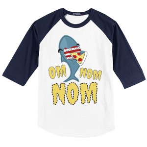 Shark Eating Pizza Om Nom Nom Baseball Sleeve Shirt