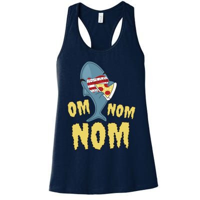 Shark Eating Pizza Om Nom Nom Womens Tank Top
