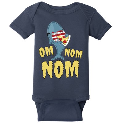 Shark Eating Pizza Om Nom Nom Baby Bodysuit