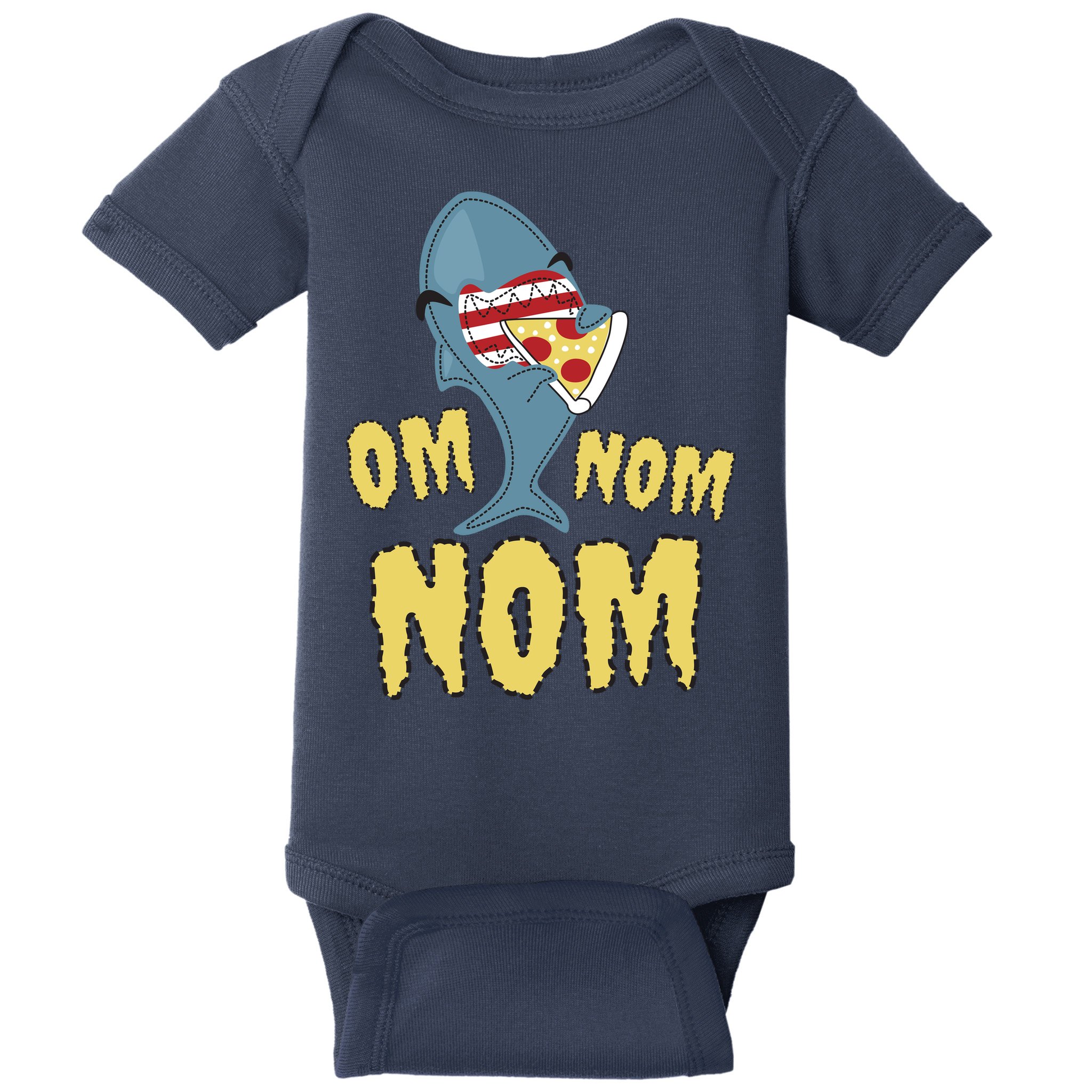 Shark Eating Pizza Om Nom Nom Baby Bodysuit