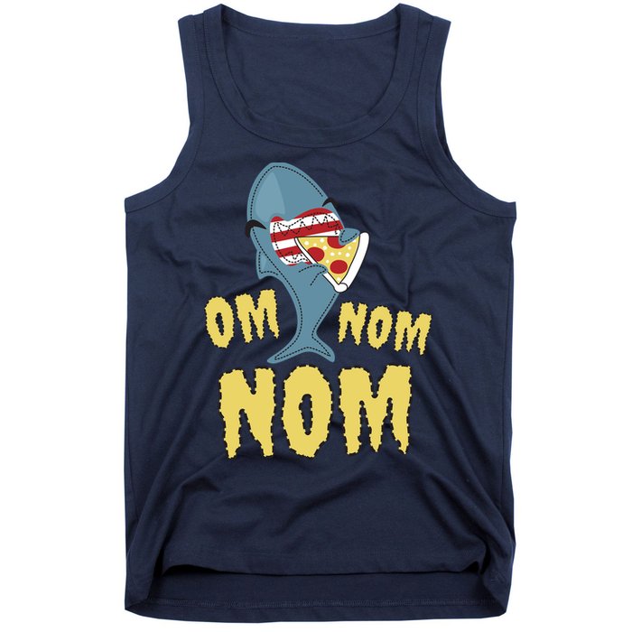 Shark Eating Pizza Om Nom Nom Tank Top