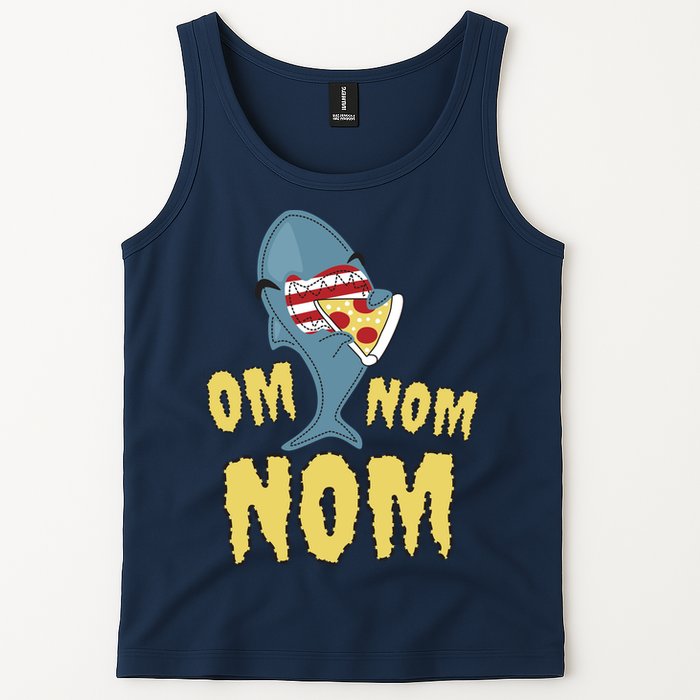 Shark Eating Pizza Om Nom Nom Tank Top