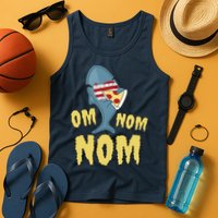 Shark Eating Pizza Om Nom Nom Tank Top