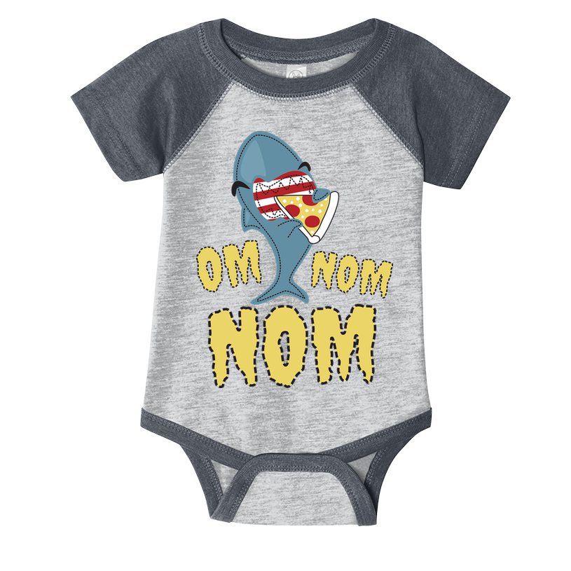 Shark Eating Pizza Om Nom Nom Infant Baby Jersey Bodysuit