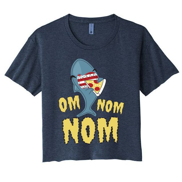 Shark Eating Pizza Om Nom Nom Crop Top