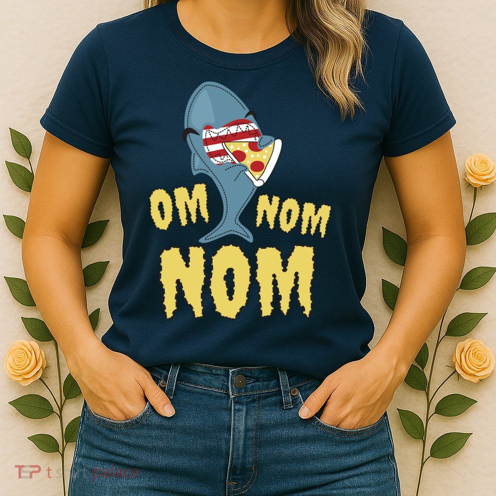 Shark Eating Pizza Om Nom Nom Womens T-Shirt