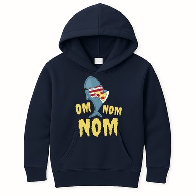 Shark Eating Pizza Om Nom Nom Kids Hoodie