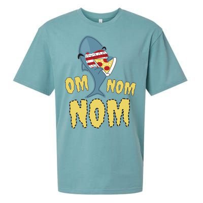 Shark Eating Pizza Om Nom Nom Sueded Cloud Jersey T-Shirt