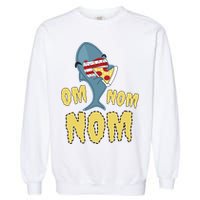 Shark Eating Pizza Om Nom Nom Garment-Dyed Sweatshirt