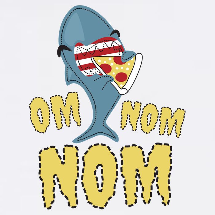Shark Eating Pizza Om Nom Nom Garment-Dyed Sweatshirt