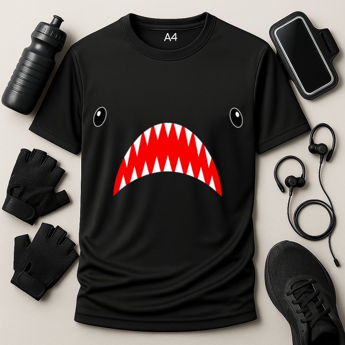 Shark Face Teeth Big Week Costume Cooling Performance Crew T-Shirt