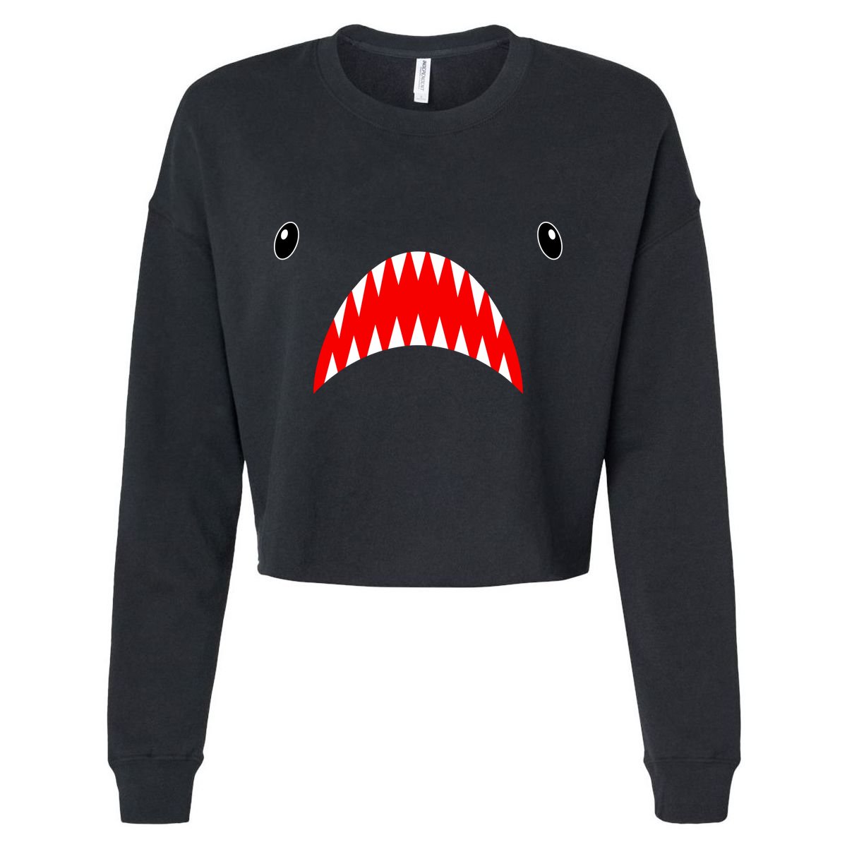 Shark Face Teeth Big Week Costume Cropped Pullover Crew
