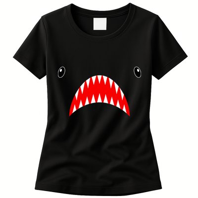 Shark Face Teeth Big Week Costume Womens T-Shirt