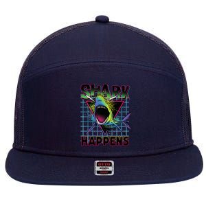 Shark Happens 7 Panel Mesh Trucker Snapback Hat