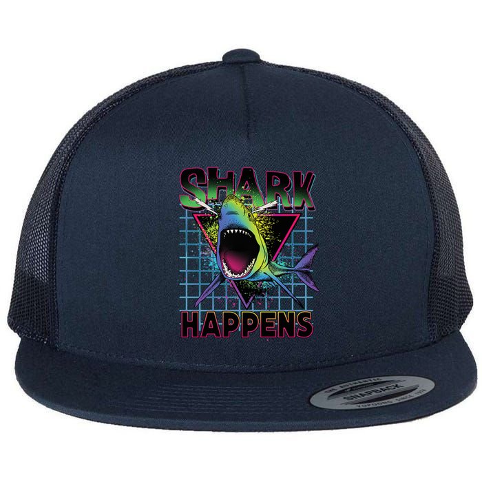 Shark Happens Flat Bill Trucker Hat