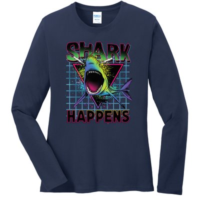 Shark Happens Ladies Long Sleeve Shirt